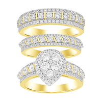 LADIES TRIO SET 2.00CT ROUND DIAMOND 10K YELLOW GOLD