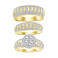 UNISEX TRIOS SET 2.00CT ROUND DIAMOND 10K YELLOW GOLD