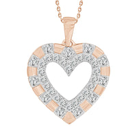 LADIES PENDANT WITH CHAIN 0.50CT ROUND DIAMOND 10K ROSE GOLD