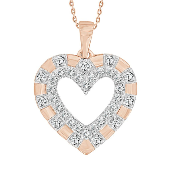 LADIES PENDANT WITH CHAIN 0.50CT ROUND DIAMOND 10K ROSE GOLD