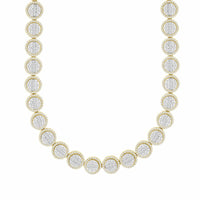 MEN'S NECKLACE 8.00CT ROUND/BAGUETTE DIAMOND 10K YELLOW GOLD