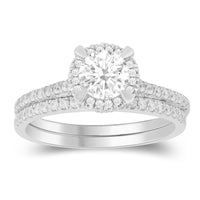 LADIES SEMI MOUNT BRIDAL SET 0.50CT ROUND DIAMOND 14K WHITE GOLD