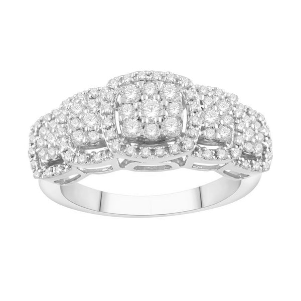 LADIES BAND 0.75CT ROUND DIAMOND 14K WHITE GOLD