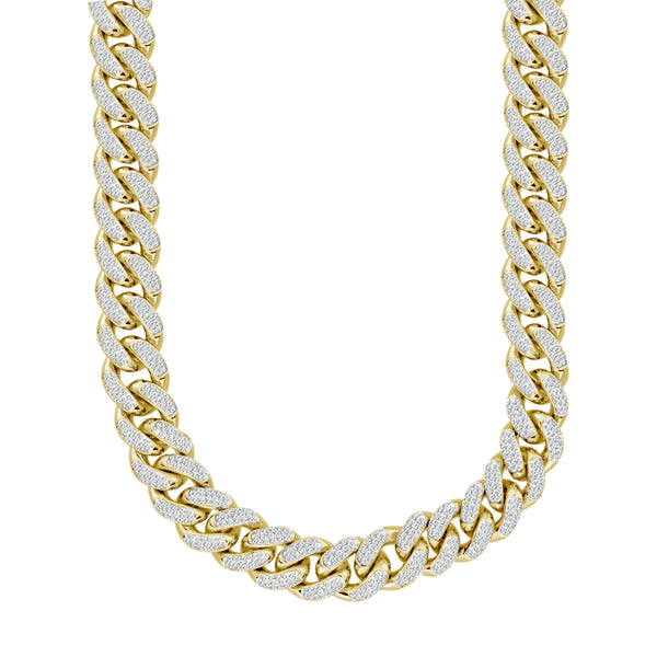 MEN'S NECKLACE 6.50CT ROUND DIAMOND 10K YELLOW GOLD