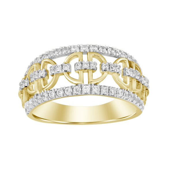 LADIES BAND 0.50CT ROUND DIAMOND 10K YELLOW GOLD