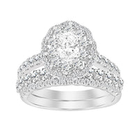 LADIES BRIDAL SET 1.75CT ROUND DIAMOND 14K WHITE GOLD(SI QUALITY) (CENTER STONE 0.50 CT OVAL DIAMOND)