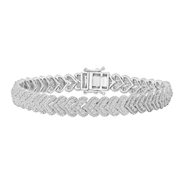 LADIES BRACELET 3.00CT ROUND DIAMOND 14K WHITE GOLD