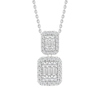 LADIES PENDANT 0.50CT ROUND/BAGUETTE DIAMOND 14K WHITE GOLD