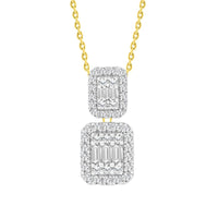 LADIES PENDANT 0.50CT ROUND/BAGUETTE DIAMOND 14K YELLOW GOLD