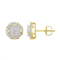 LADIES EARRINGS 0.50CT ROUND DIAMOND 10K YELLOW GOLD