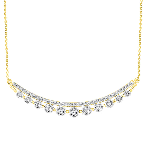 LADIES NECKLACE 0.75CT ROUND DIAMOND 14K YELLOW GOLD