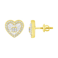 LADIES EARRING 0.16CT BAGUETTE/ROUND DIAMOND 10K YELLOW GOLD