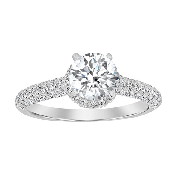 LADIES ENGAGEMENT RING SEMI MOUNT 0.50CT ROUND DIAMOND 14K WHITE GOLD