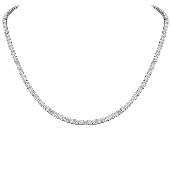 LADIES NECKLACE 8.00CT ROUND DIAMOND 10K WHITE GOLD