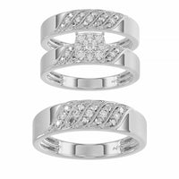 LADIES TRIO SET 0.33CT ROUND DIAMOND 10K WHITE GOLD