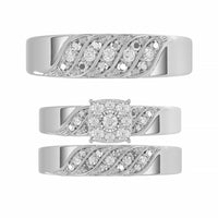 LADIES TRIO SET 0.33CT ROUND DIAMOND 10K WHITE GOLD