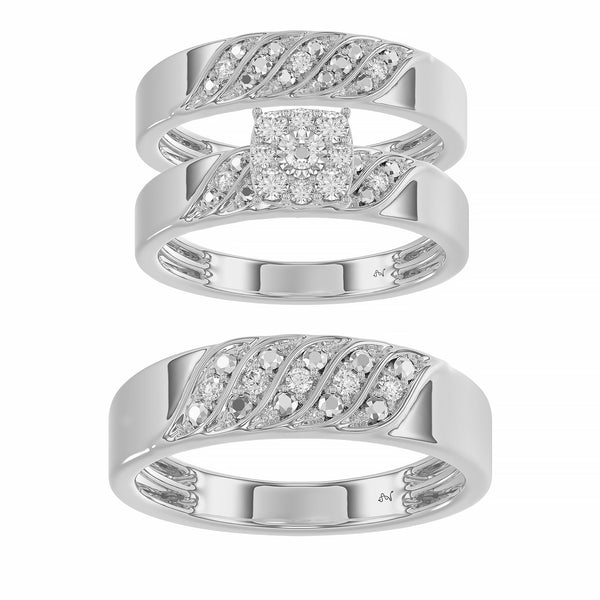 LADIES TRIO SET 0.33CT ROUND DIAMOND 10K WHITE GOLD