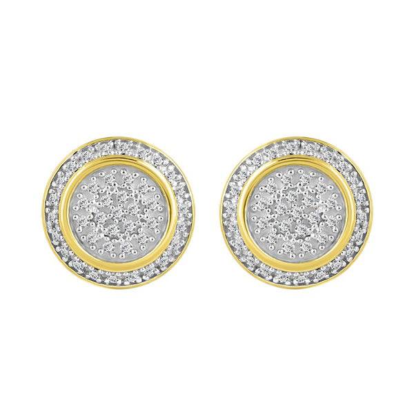 MEN'S STUD EARRINGS 0.25CT ROUND DIAMOND 10K YELLOW GOLD