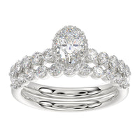 LADIES RING 1.33CT ROUND DIAMOND 14K WHITE GOLD (SI QUALITY) (CENTER STONE 0.75CT OVAL DIAMOND)