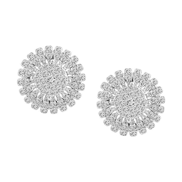 LADIES EARRINGS 0.75CT ROUND DIAMOND 10K WHITE GOLD