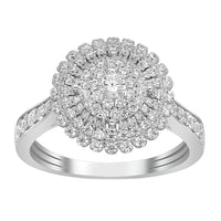 LADIES RING 0.75CT ROUND DIAMOND 10K WHITE GOLD