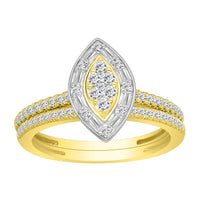 LADIES BRIDAL SET 0.50CT ROUND/BAGUETTE DIAMOND 10K YELLOW GOLD