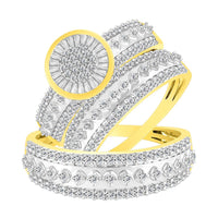 LADIES TRIOS 1.00CT ROUND/BAGUETTE DIAMOND 10K YELLOW GOLD