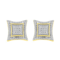 MEN'S STUD EARRINGS 0.25CT ROUND DIAMOND 10K YELLOW GOLD