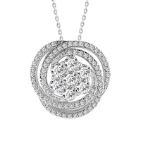 LADIES PENDANT WITH CHAIN 0.90CT ROUND DIAMOND 14K WHITE GOLD