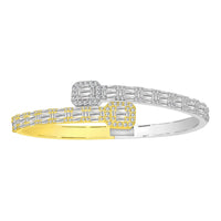 MEN'S BANGLES 4.10CT ROUND/BAGUETTE DIAMOND 14K WHITE/YELLOW GOLD