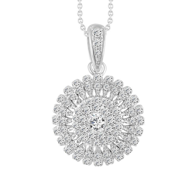 LADIES PENDANT 0.50CT ROUND DIAMOND 10K WHITE GOLD