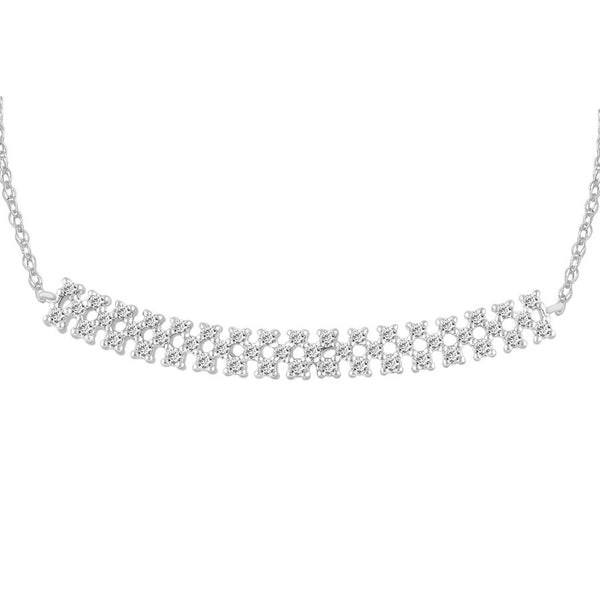 LADIES NECKLACE 0.25CT ROUND DIAMOND 10K WHITE GOLD