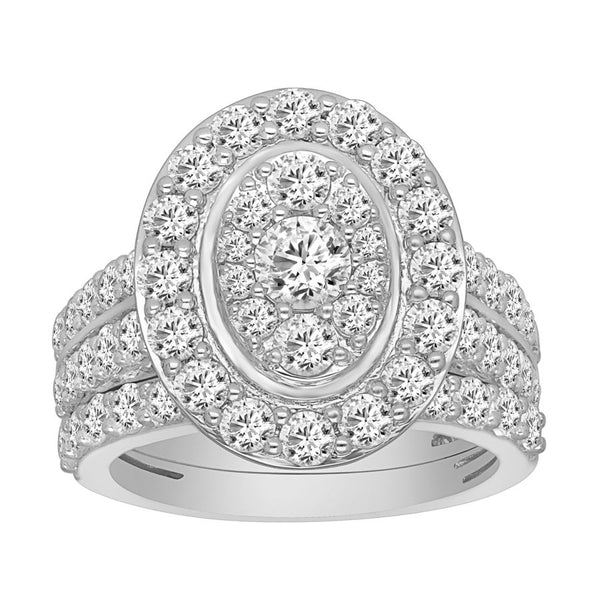 BRIDAL SET 3.00CT ROUND DIAMOND 14K WHITE GOLD