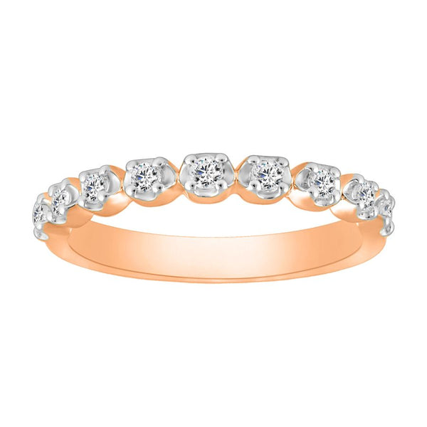 LADIES BAND 0.25CT ROUND DIAMOND 10K ROSE GOLD