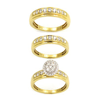 LADIES TRIOS SET 1.00CT ROUND DIAMOND 10K YELLOW GOLD