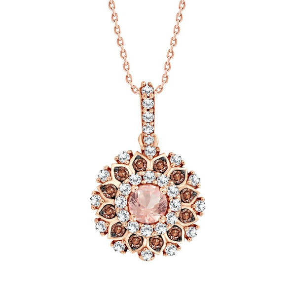 LADIES PENDANT 0.60CT ROUND DIAMOND 10K ROSE GOLD