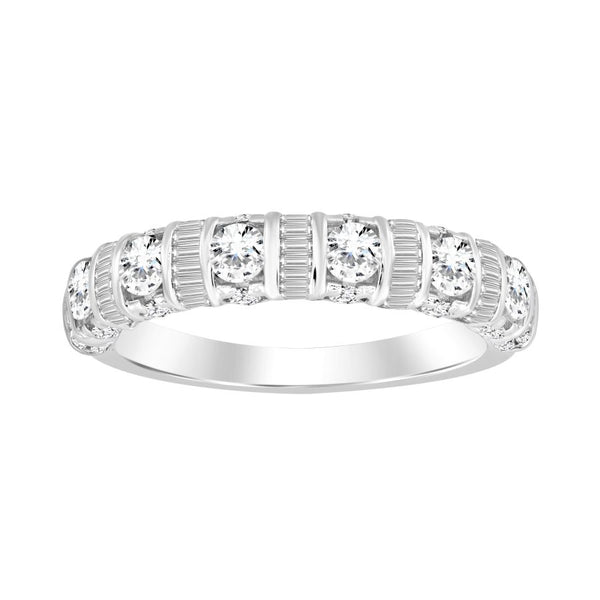 LADIES BAND 1.00CT ROUND/BAGUETTE DIAMOND 14K WHITE GOLD