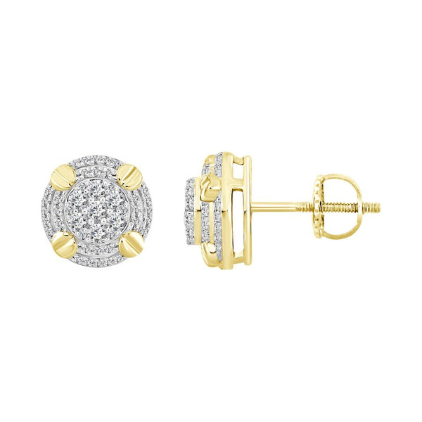 LADIES EARRINGS 0.50CT ROUND DIAMOND 10K YELLOW GOLD