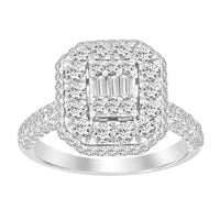 LADIES RING 1.33CT ROUND/BAGUETTE DIAMOND 14K WHITE GOLD