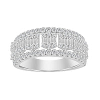 LADIES BAND 1.00CT ROUND/BAGUETTE DIAMOND 14K WHITE GOLD