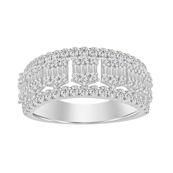 LADIES BAND 1.00CT ROUND/BAGUETTE DIAMOND 14K WHITE GOLD