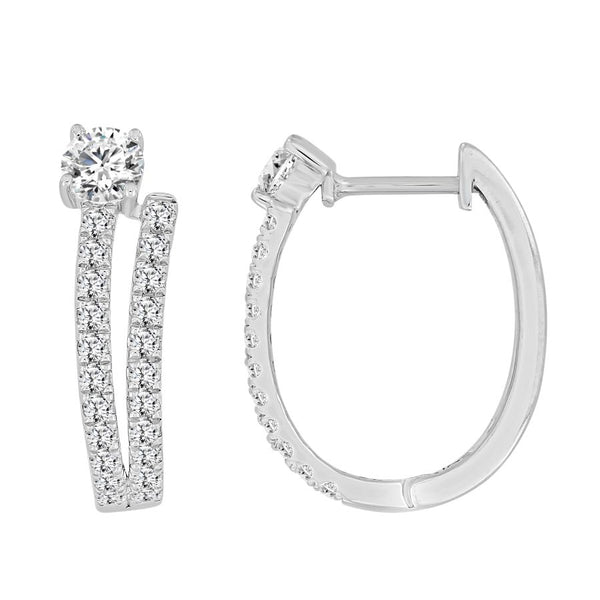 LADIES EARRINGS 1.00CT ROUND DIAMOND 14K WHITE GOLD