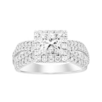 LADIES RING 1.00CT ROUND DIAMOND 14K WHITE GOLD (CENTER STONE 1.00CT PRINCESS DIAMOND)