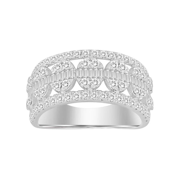 LADIES BAND 1.00CT ROUND/BAGUETTE DIAMOND 14K WHITE GOLD