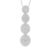 LADIES PENDANT 1.00CT ROUND/BAGUETTE DIAMOND 14K WHITE GOLD