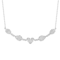 LADIES NECKLACE 0.75CT ROUND/BAGUETTE DIAMOND 14K WHITE GOLD