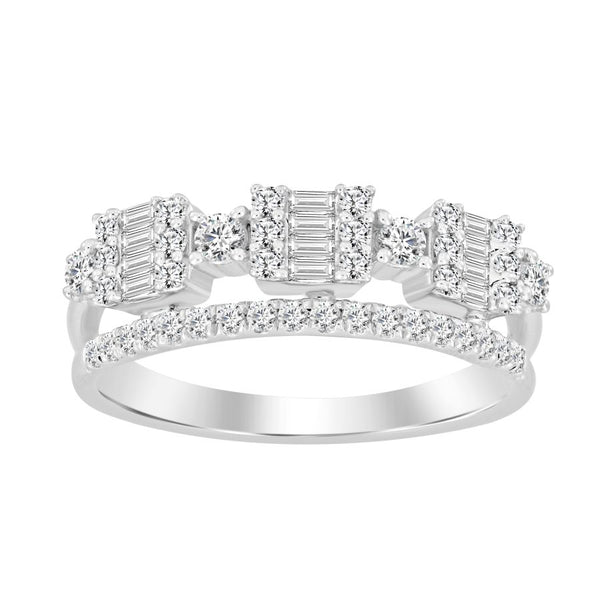 LADIES BAND 0.50CT ROUND/BAGUETTE DIAMOND 14K WHITE GOLD