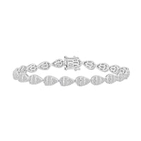 LADIES BRACELET 2.00CT ROUND/BAGUETTE DIAMOND 14K WHITE GOLD