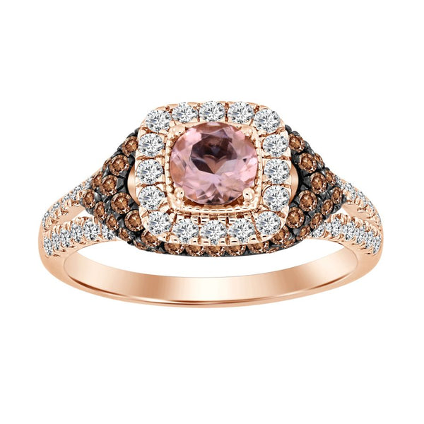 LADIES RING 1.20CT ROUND/DARK BROWN DIAMOND 10K ROSE GOLD