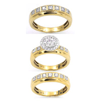UNISEX TRIOS SET 1.00CT ROUND DIAMOND 10K YELLOW GOLD